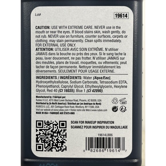 Fake Blood Pint Haunts Gore Props Gags Made in USA Rubies - Picture 5 of 7